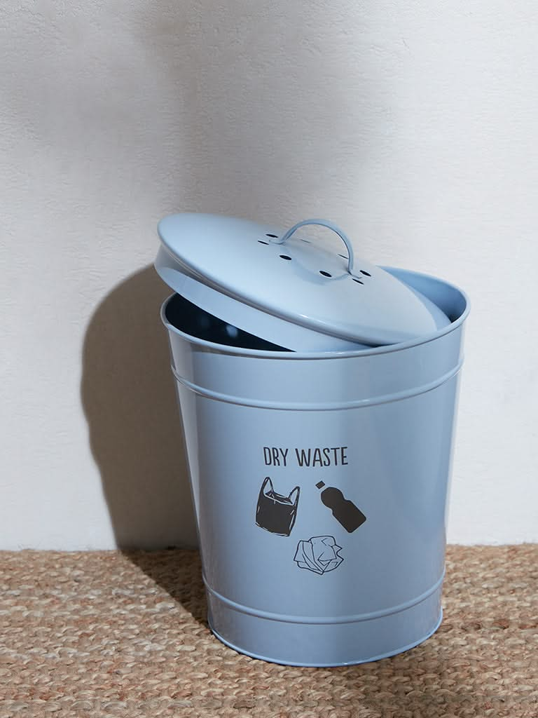 Westside Home Light Blue Typographic Dry Waste Dustbin