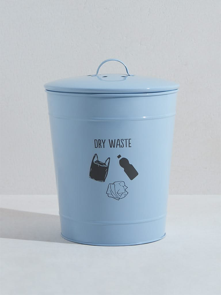 Westside Home Light Blue Typographic Dry Waste Dustbin