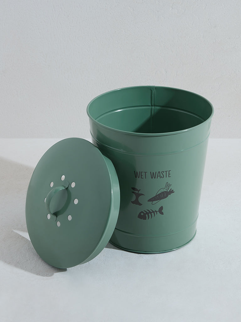 Westside Home Green Typographic Wet Waste Dustbin