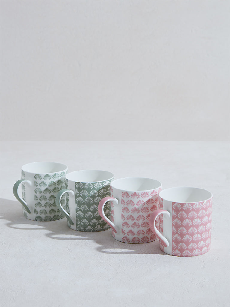 Westside Home Pink & Mint Small Pipe Mug (Set of 4)