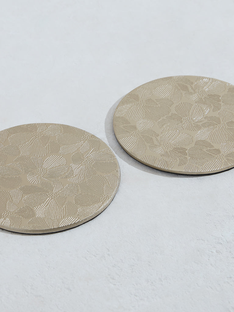 Westside Home Dull Gold Floral Design Coasters (Set of 4)