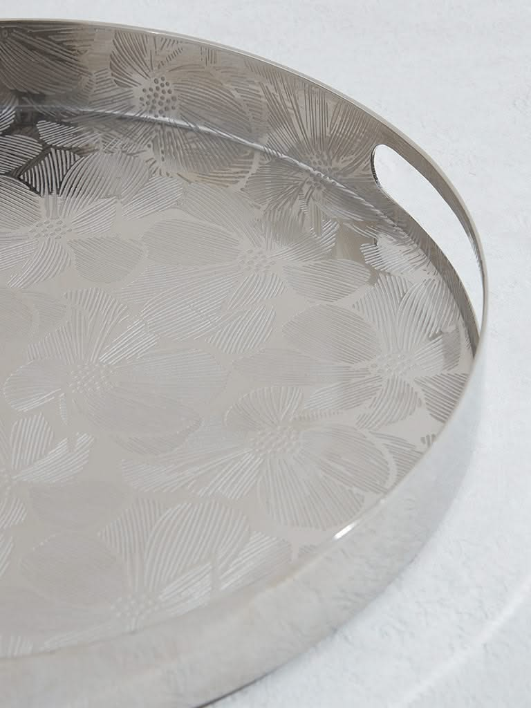 Westside Home Silver Floral Design Serving Tray