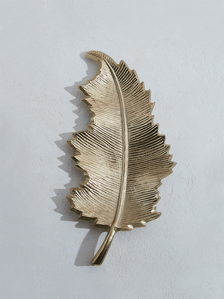 Westside Home Gold Decorative Leaf Platter-Medium