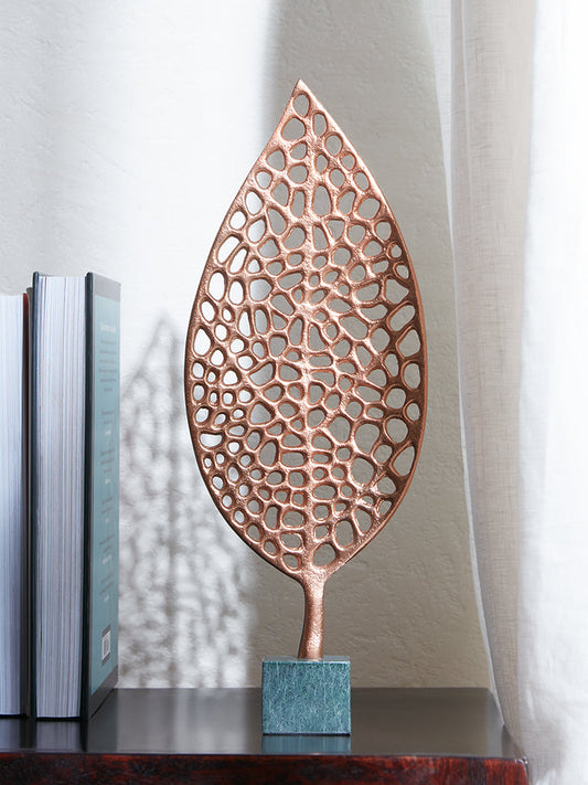 Westside Home Copper Brown Metal Lattice Leaf on Stand