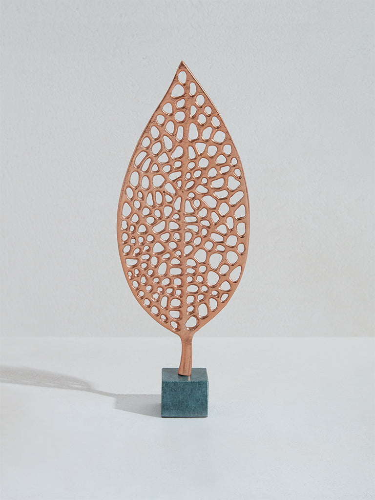 Westside Home Copper Brown Metal Lattice Leaf on Stand