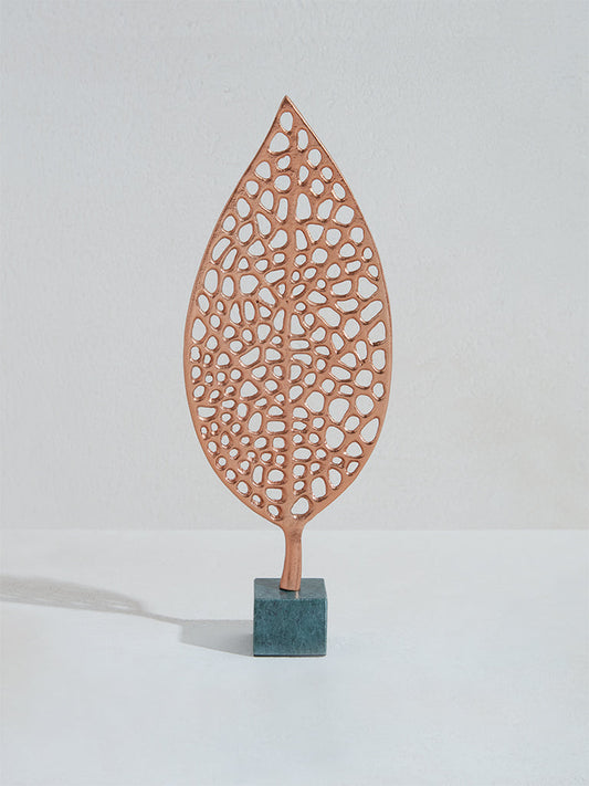 Westside Home Copper Brown Metal Lattice Leaf on Stand