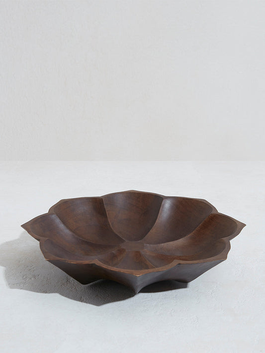 Westside Home Dark Brown Lotus Decorative Platter