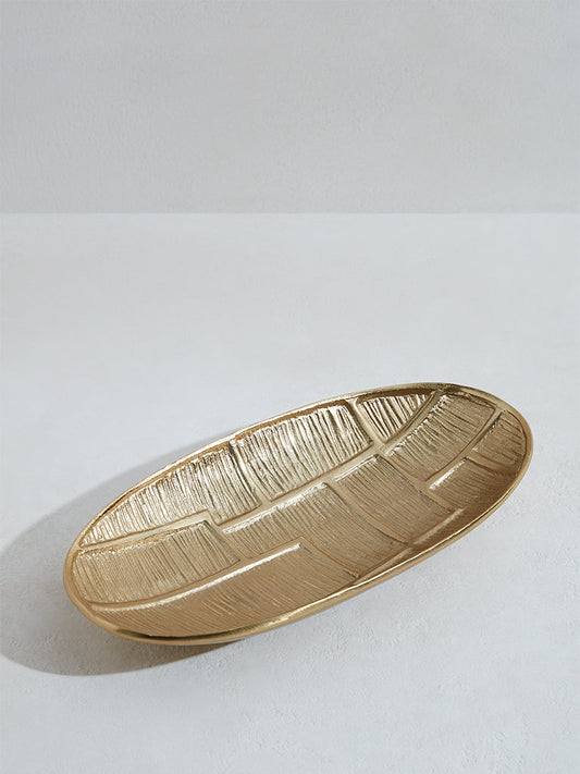 Westside Home Gold Decorative Leaf Platter