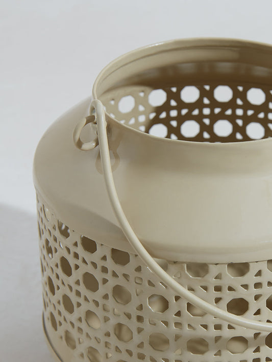 Westside Home Beige Fretwork Lantern Candle Stand