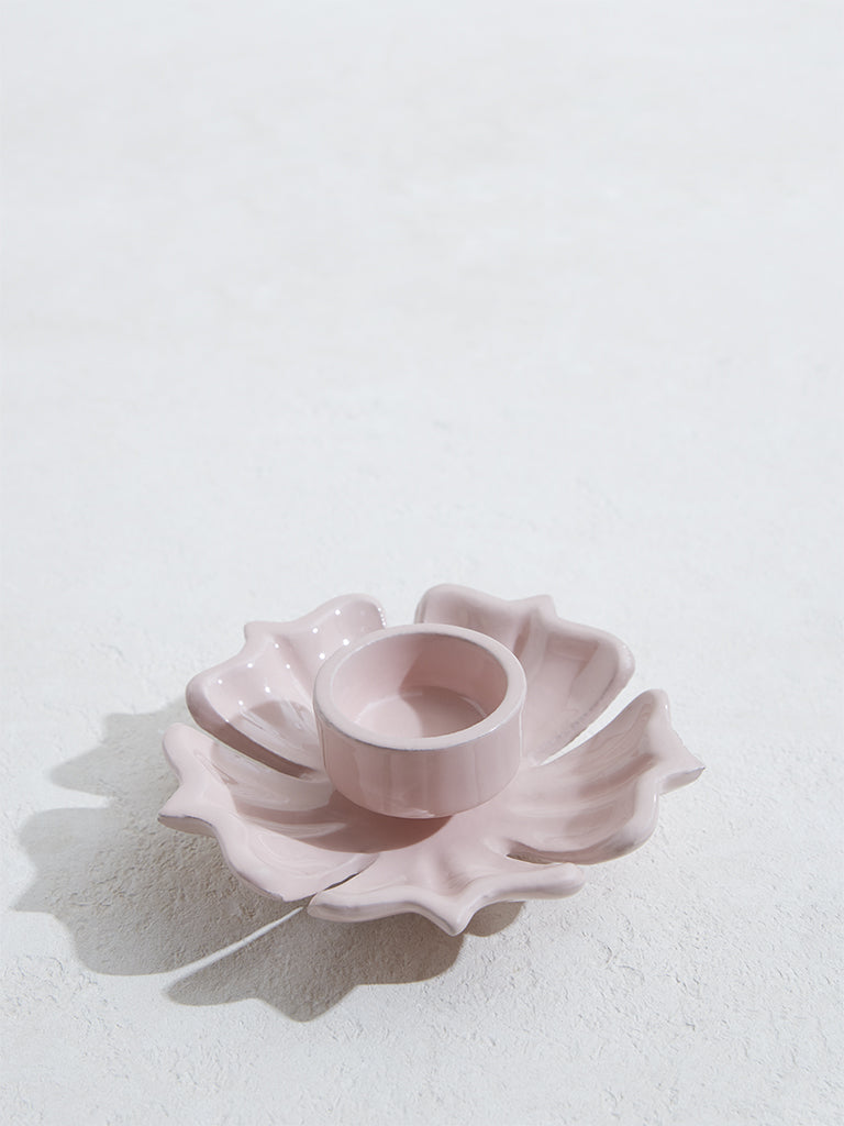 Westside Home Light Pink Lotus Tealight Candle Holder