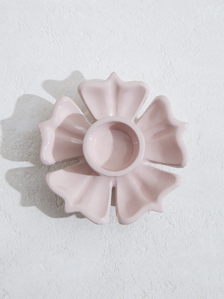 Westside Home Light Pink Lotus Tealight Candle Holder