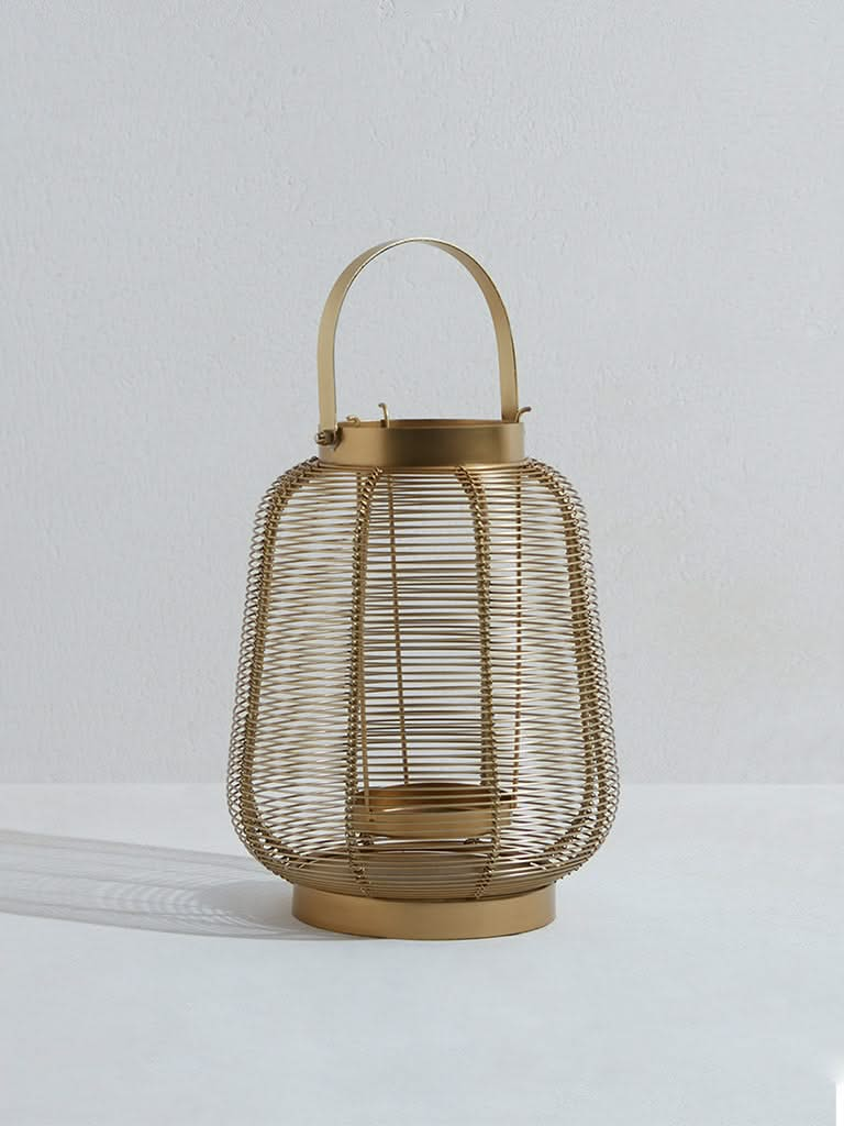 Westside Home Gold Wired Lantern-Large