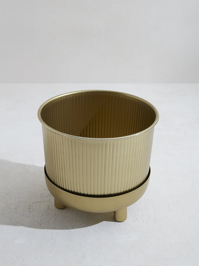 Westside Home Gold Ribbed Planter on Stand