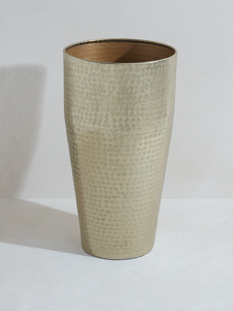 Westside Home Gold Metal Hammered Floor Vase-Large