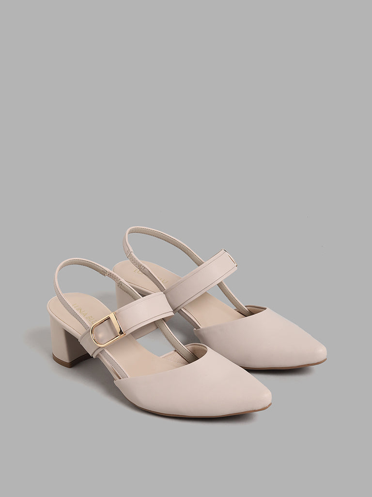 LUNA BLU Solid Ivory Sling Back Shoes