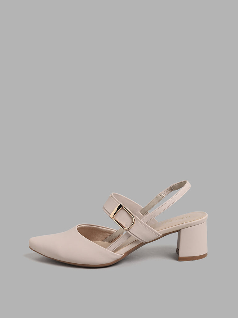 LUNA BLU Solid Ivory Sling Back Shoes