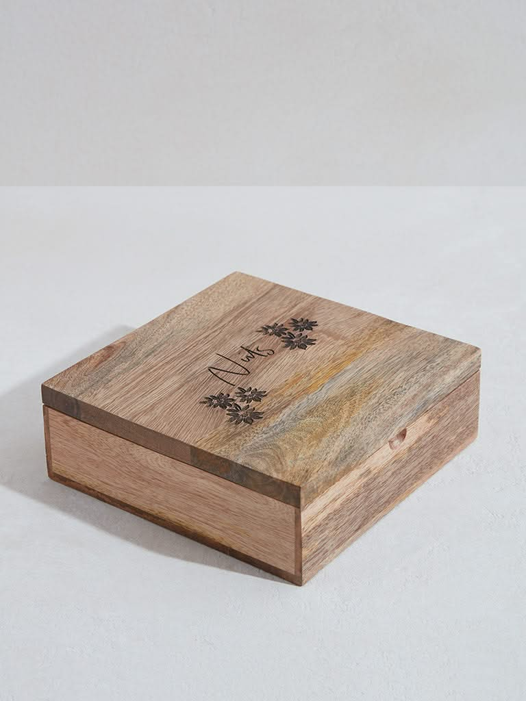 Westside Home Brown Damask Design Nut Box