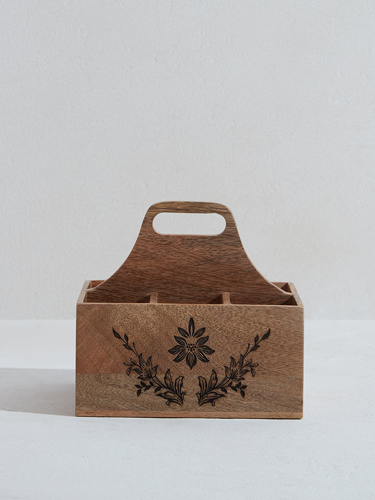 Westside Home Brown Damask Design Caddy