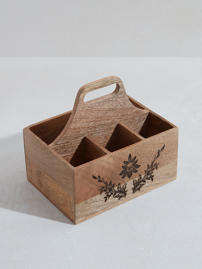 Westside Home Brown Damask Design Caddy