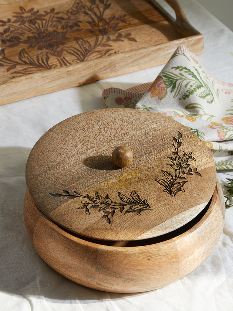 Westside Home Brown Floral Design Roti Box