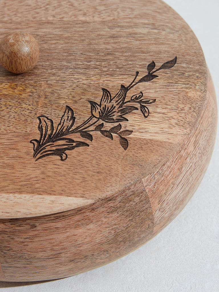 Westside Home Brown Floral Design Roti Box