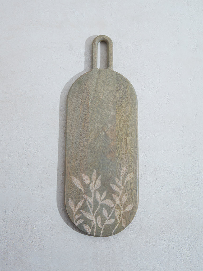 Westside Home Green Leaf Pattern Wooden Chopper