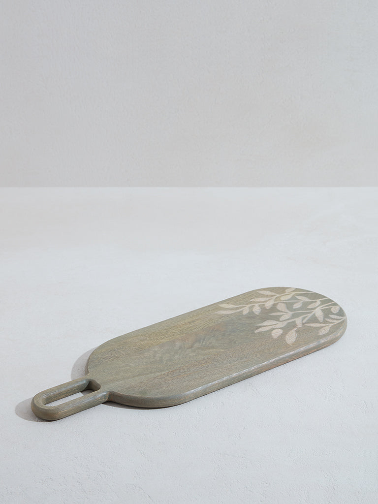 Westside Home Green Leaf Pattern Wooden Chopper