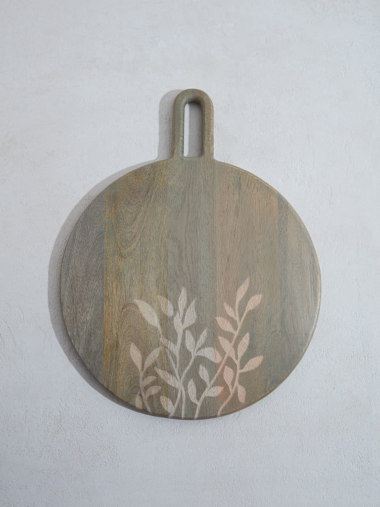 Westside Home Green Round Leaf Design Wooden Chopper