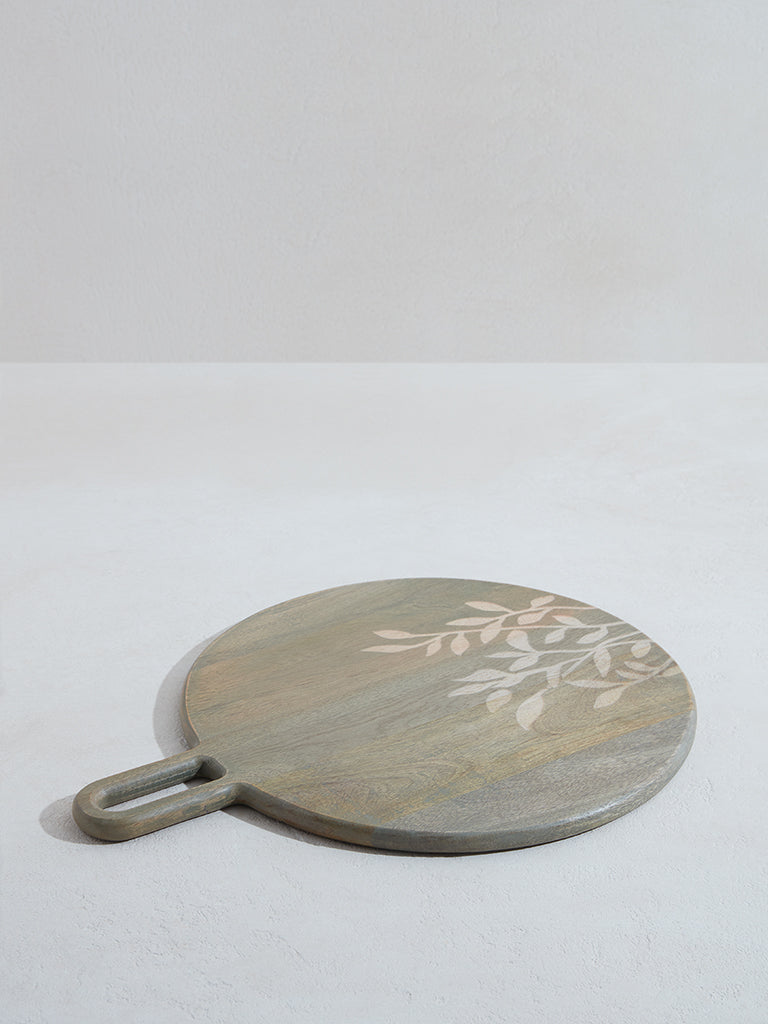 Westside Home Green Round Leaf Design Wooden Chopper