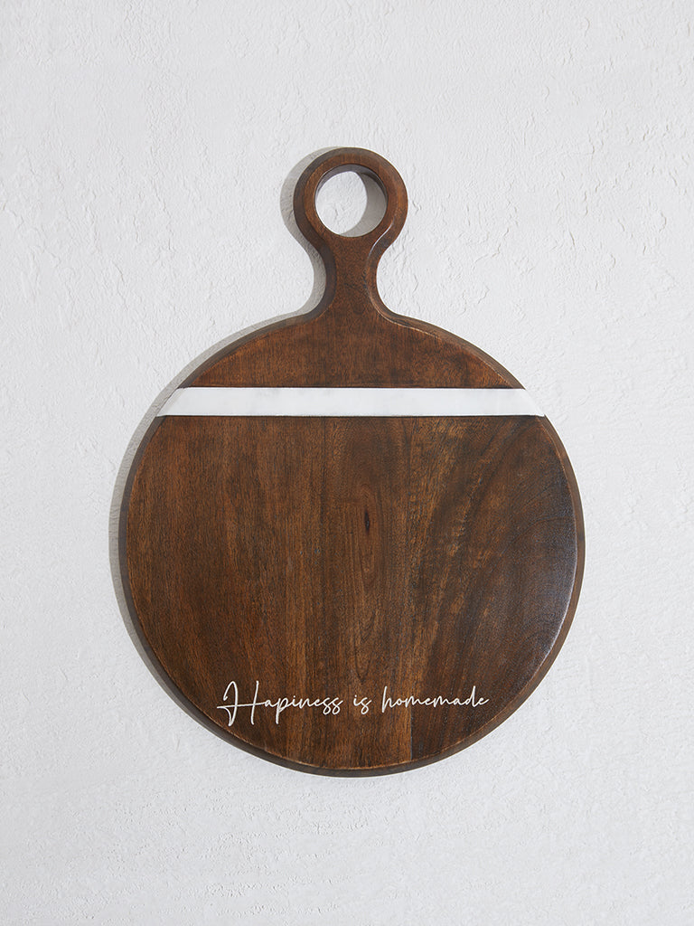 Westside Home Dark Brown Round Wooden Chopper