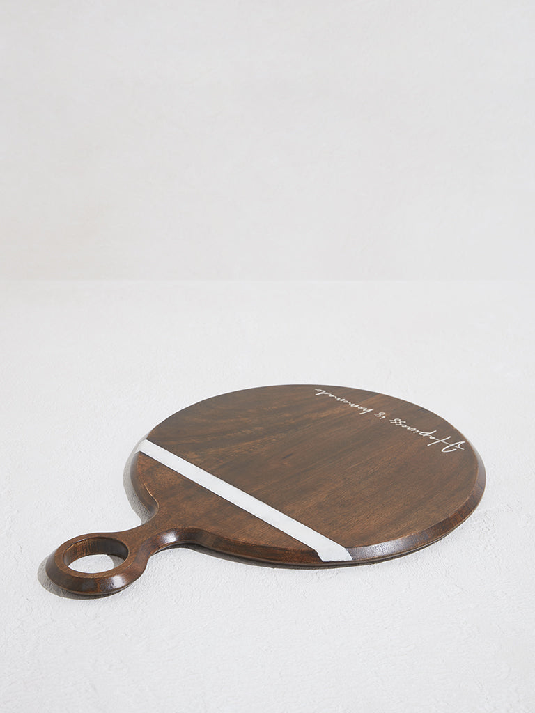 Westside Home Dark Brown Round Wooden Chopper