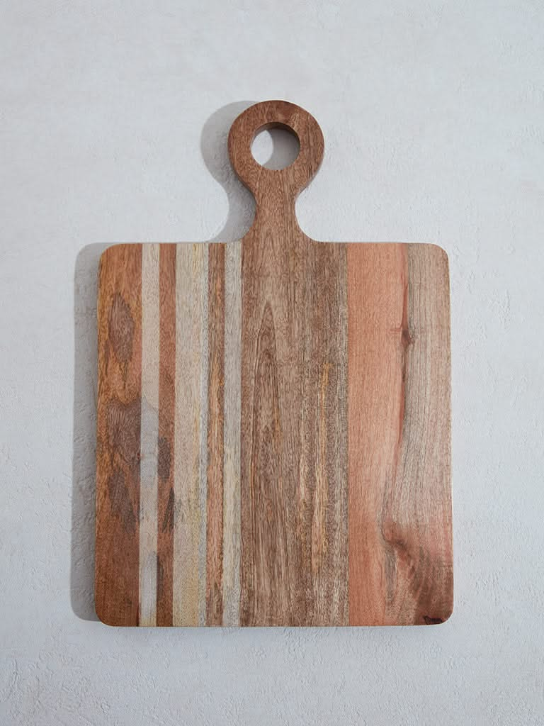 Westside Home Brown Stripes Design Rectangular Wooden Chopper