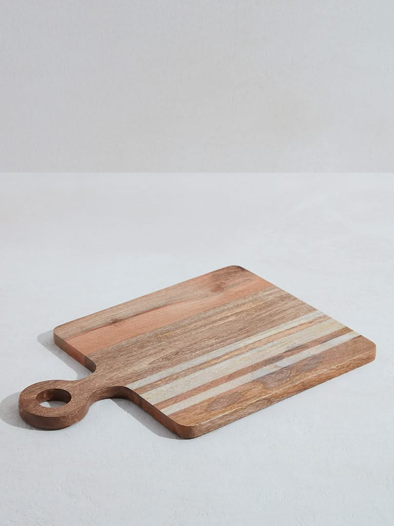 Westside Home Brown Stripes Design Rectangular Wooden Chopper