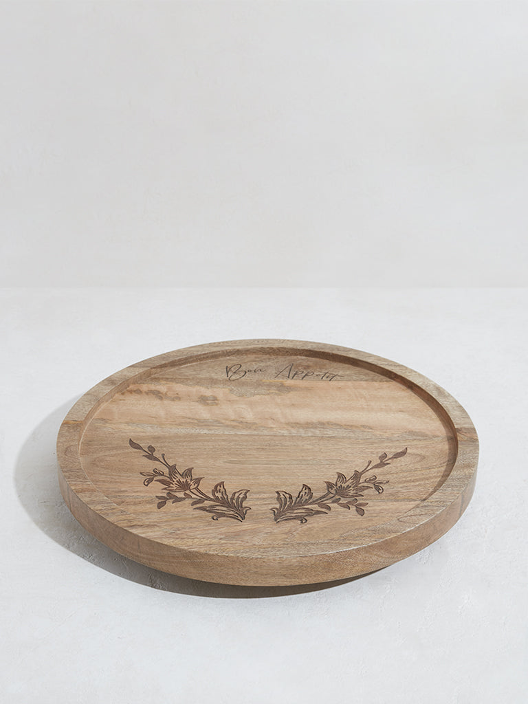 Westside Home Brown Damask Design Lazy Susan