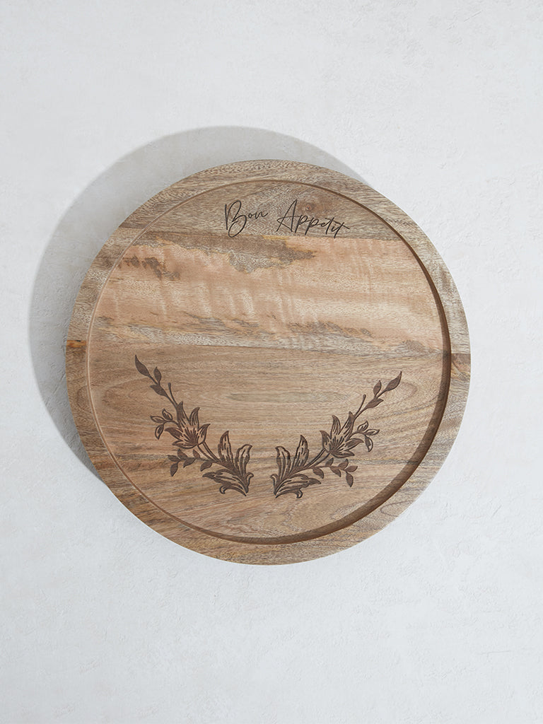 Westside Home Brown Damask Design Lazy Susan