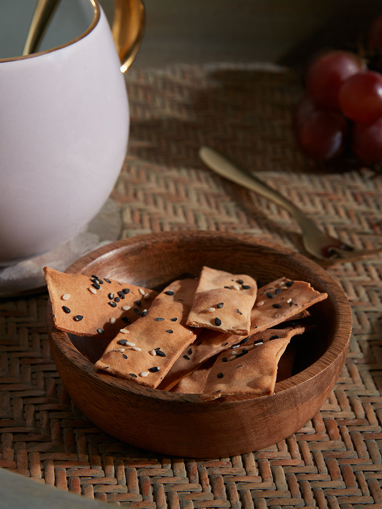 Westside Home Brown Enamel Shallow Wooden Bowl