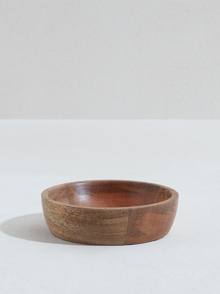 Westside Home Brown Enamel Shallow Wooden Bowl