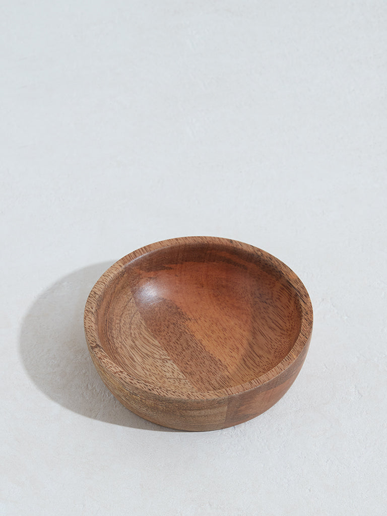 Westside Home Brown Enamel Shallow Wooden Bowl