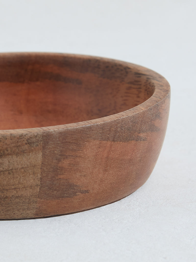 Westside Home Brown Enamel Shallow Wooden Bowl