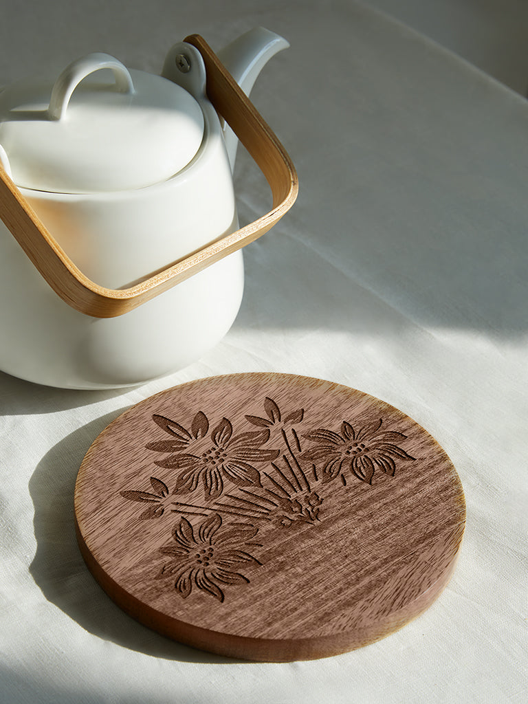 Westside Home Brown Damask Design Trivet