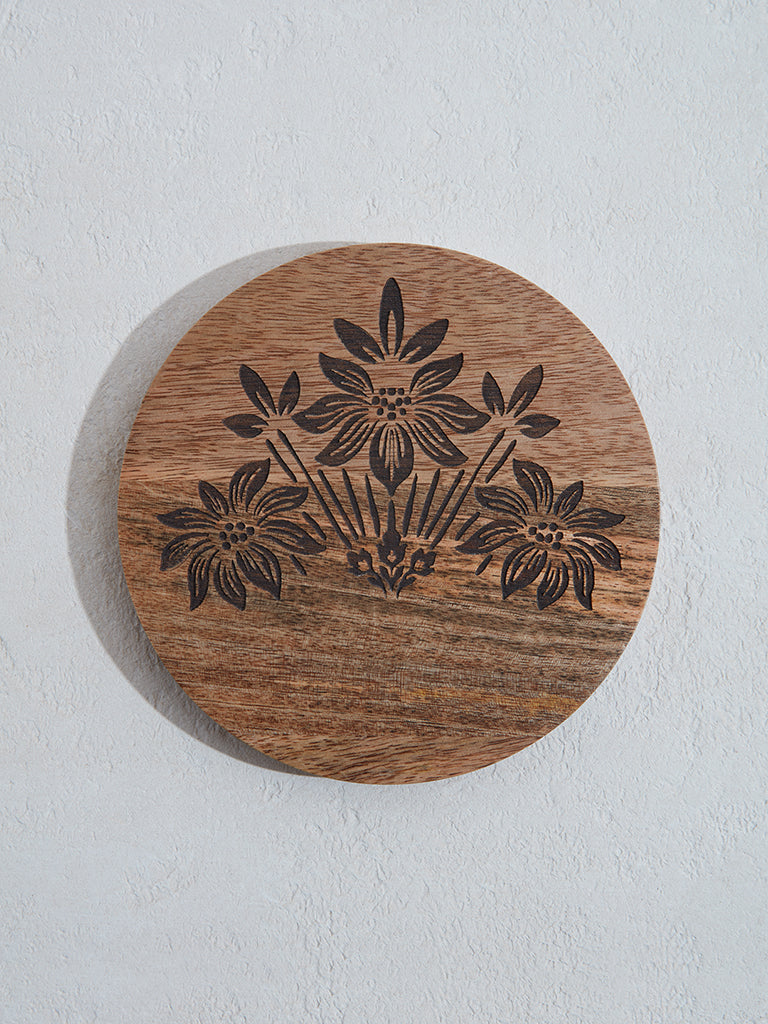 Westside Home Brown Damask Design Trivet