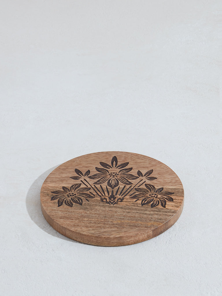 Westside Home Brown Damask Design Trivet