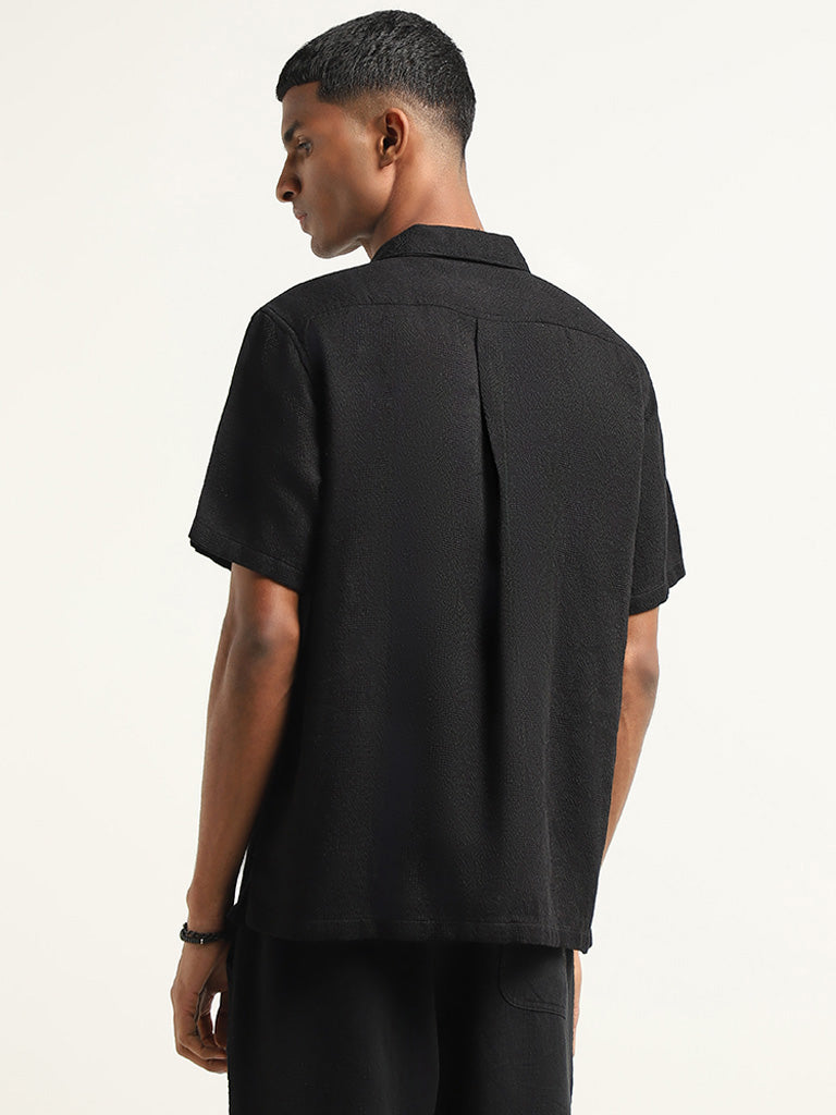 ETA Black Self-Patterned Relaxed-Fit Shirt