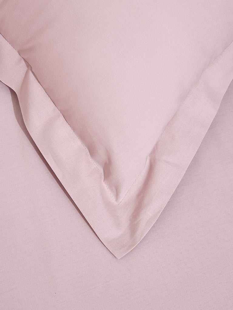 Westside Home Pink Solid Double Bed Flat Sheet and Pillowcase Set