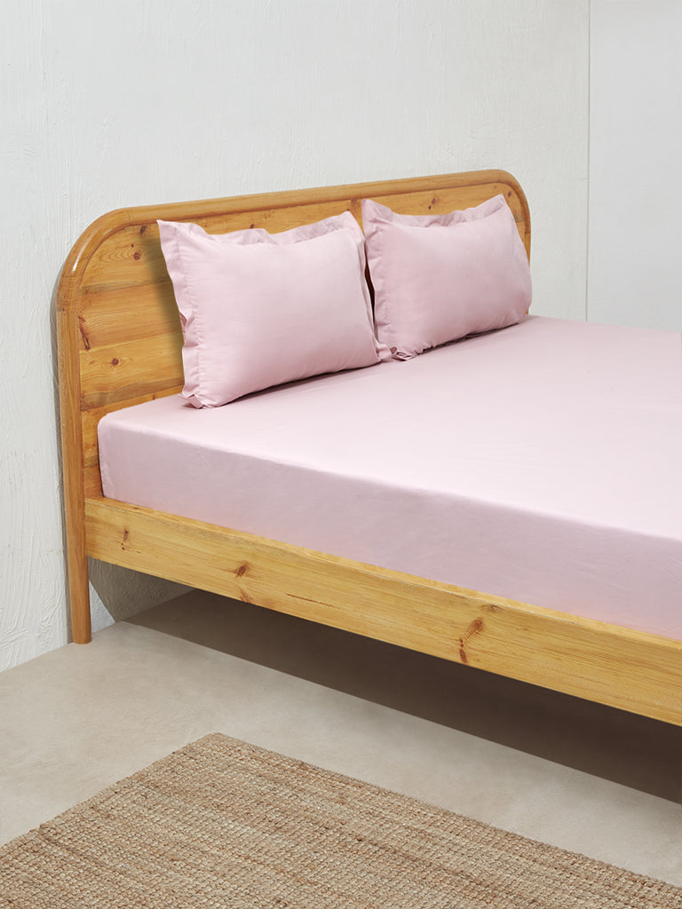 Westside Home Pink Solid King Bed Flat Sheet and Pillowcase Set