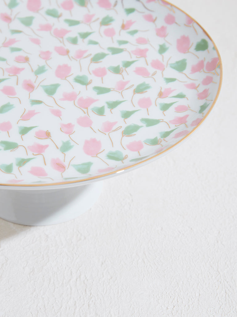 Westside Home Pink Floral Cake Stand