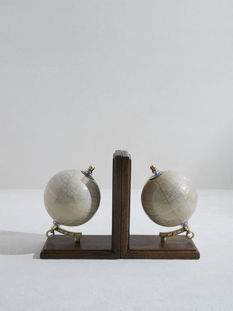 Westside Home Dark Brown Globe Book End