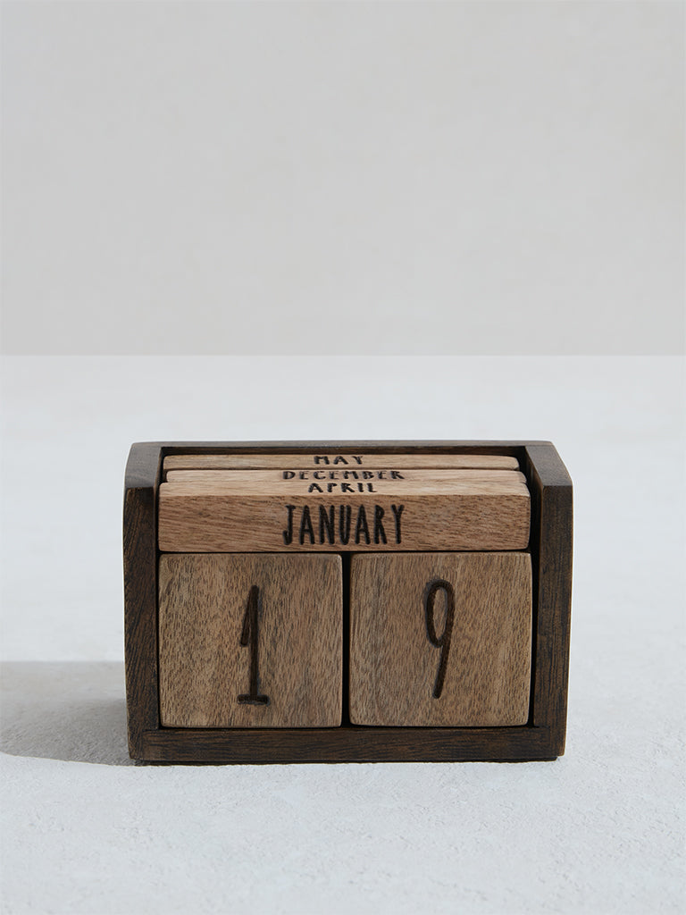 Westside Home Dark Brown Wooden Desk Calendar