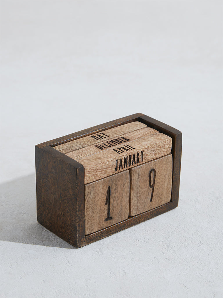 Westside Home Dark Brown Wooden Desk Calendar