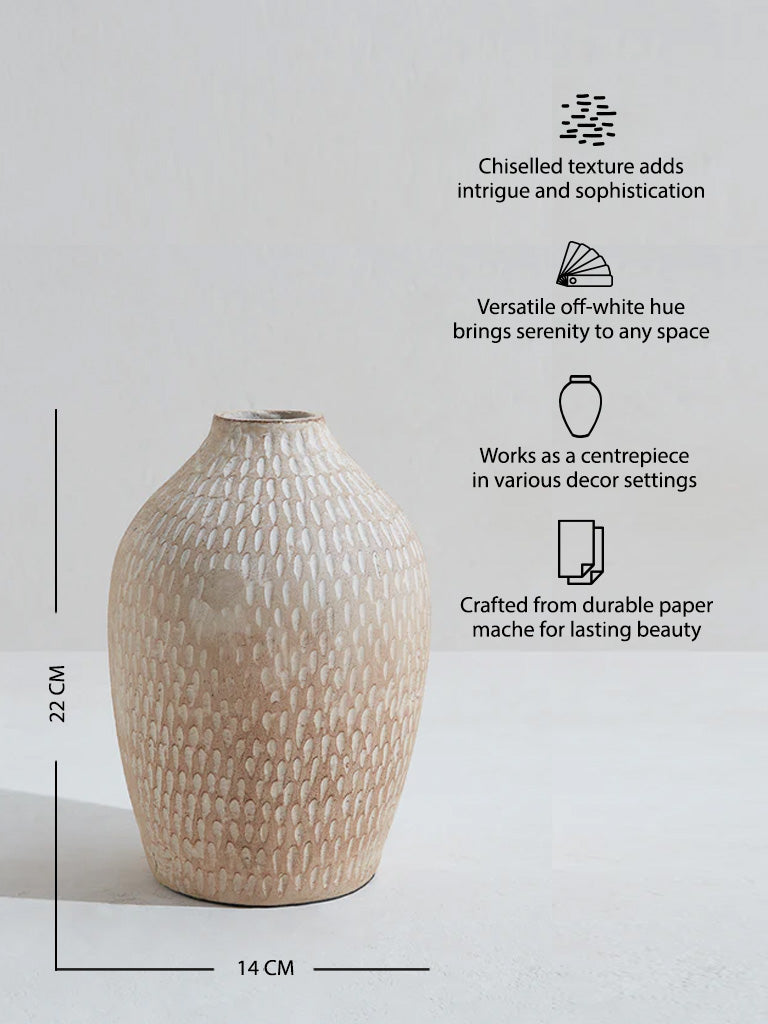 Westside Home Off White Chiselled Vase